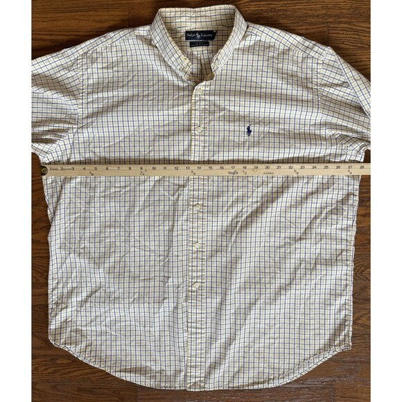 Vintage Ralph Lauren Button Down Shirt Mens XL White Yellow Check Blake Two Ply - Picture 6 of 10